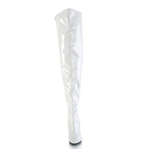Pleaser SEDUCE-3000WC Thigh High Boot (White Stretch Patent)