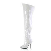 Pleaser SEDUCE-3000WC Thigh High Boot (White Stretch Patent)
