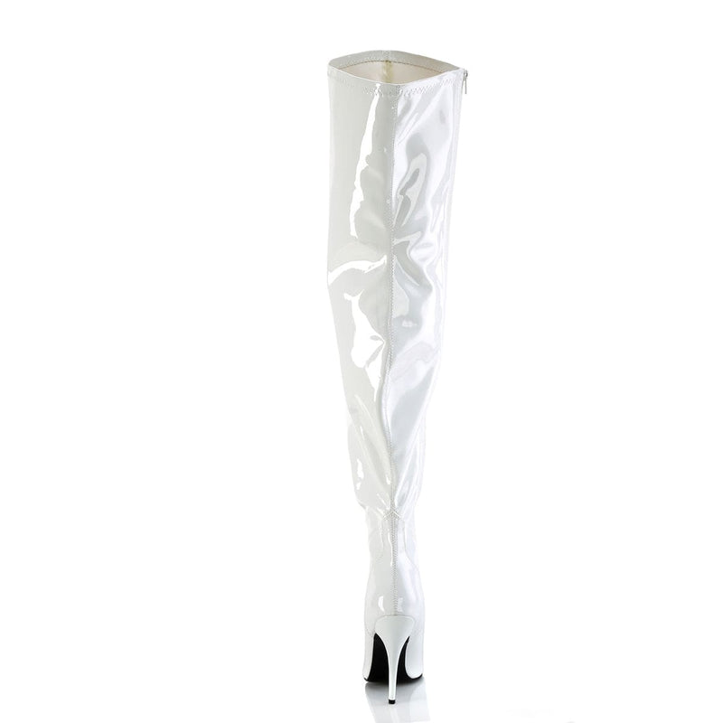 Pleaser SEDUCE-3000WC Thigh High Boot (White Stretch Patent)