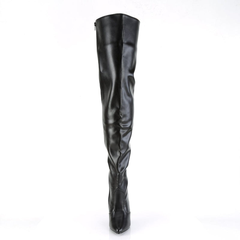Pleaser SEDUCE-3010 Thigh High Boot (Black Faux Leather)