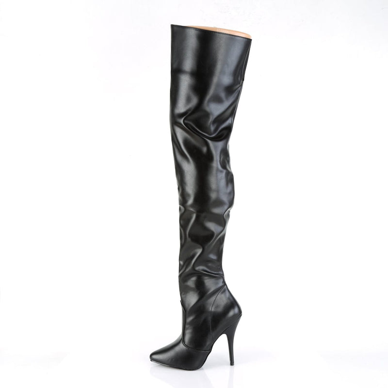 Pleaser SEDUCE-3010 Thigh High Boot (Black Faux Leather)