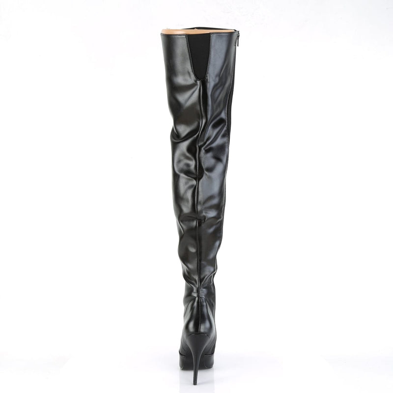 Pleaser SEDUCE-3010 Thigh High Boot (Black Faux Leather)