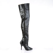 Pleaser SEDUCE-3010 Thigh High Boot (Black Faux Leather)
