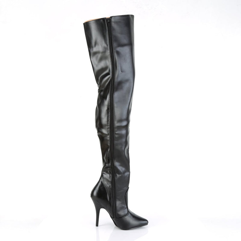Pleaser SEDUCE-3010 Thigh High Boot (Black Faux Leather)