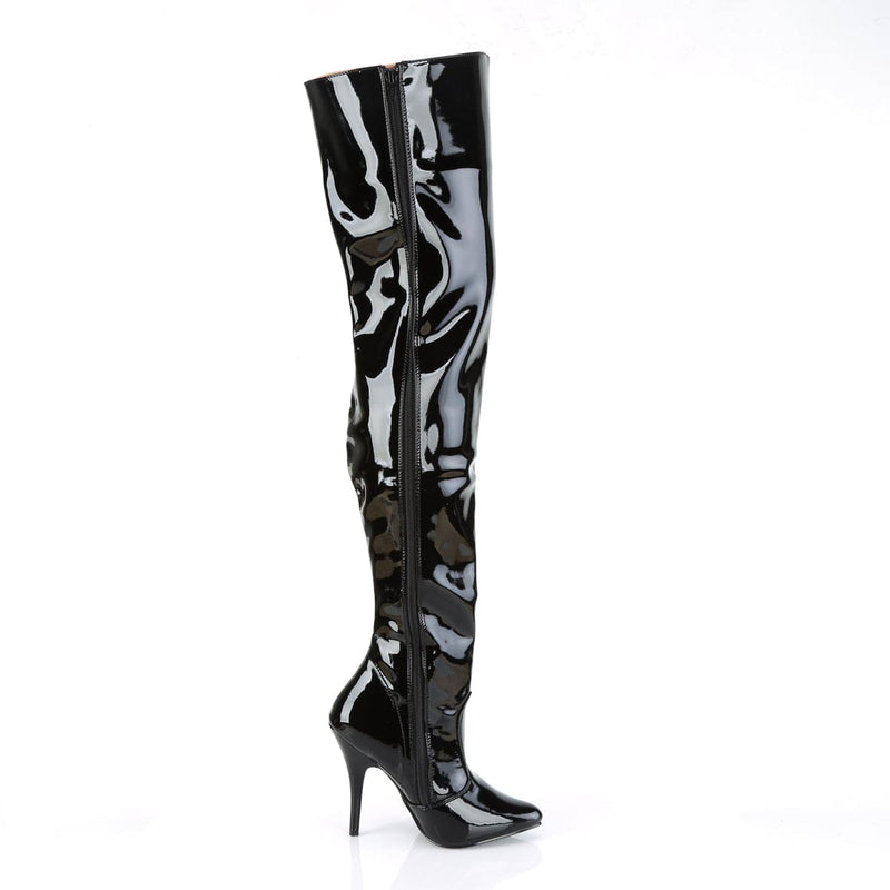Pleaser SEDUCE-3010 Thigh High Boot (Black Patent)