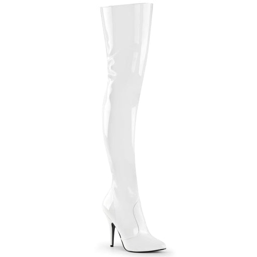 Pleaser SEDUCE-3010 Thigh High Boot (White Patent)