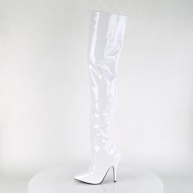 Pleaser SEDUCE-3010 Thigh High Boot (White Patent)