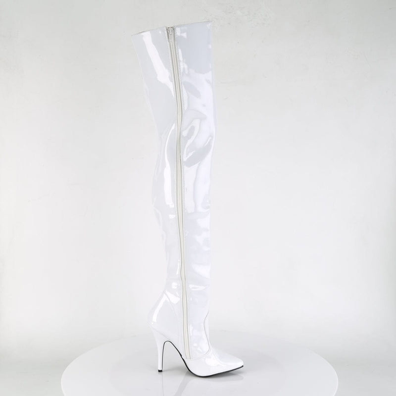 Pleaser SEDUCE-3010 Thigh High Boot (White Patent)