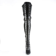 Pleaser SEDUCE-3024 Thigh High Boot (Black Stretch Faux Leather)