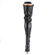 Pleaser SEDUCE-3024 Thigh High Boot (Black Stretch Faux Leather)