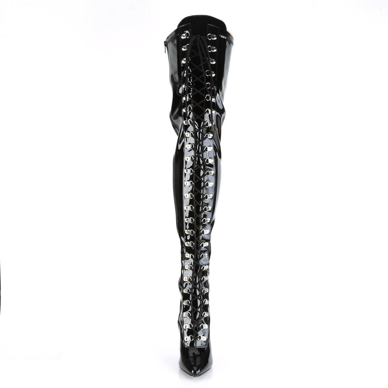 Pleaser SEDUCE-3024 Thigh High Boot (Black Stretch Patent)