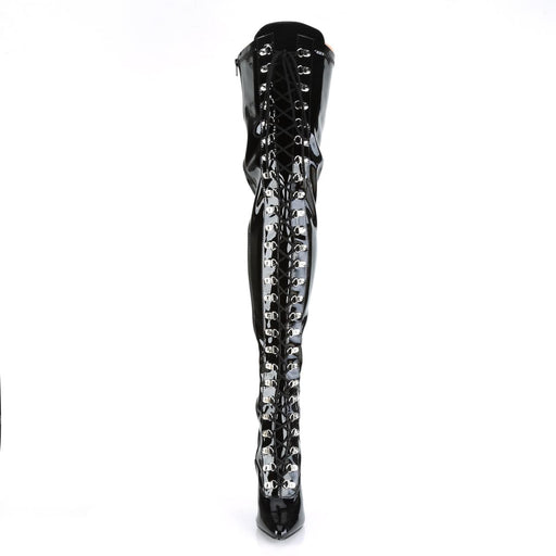 Pleaser SEDUCE-3024 Thigh High Boot (Black Stretch Patent)