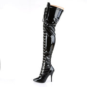 Pleaser SEDUCE-3024 Thigh High Boot (Black Stretch Patent)