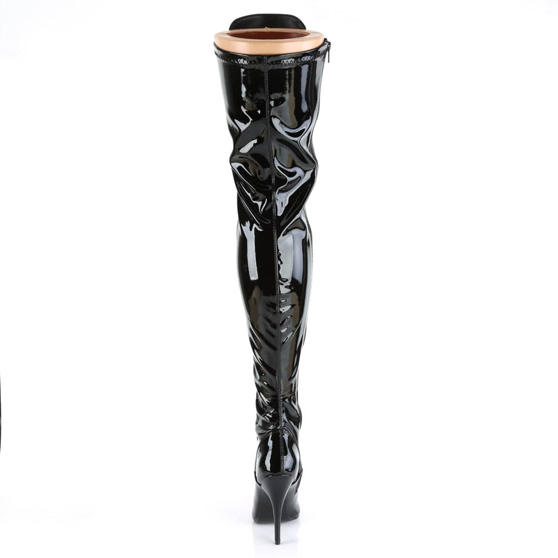 Pleaser SEDUCE-3024 Thigh High Boot (Black Stretch Patent)