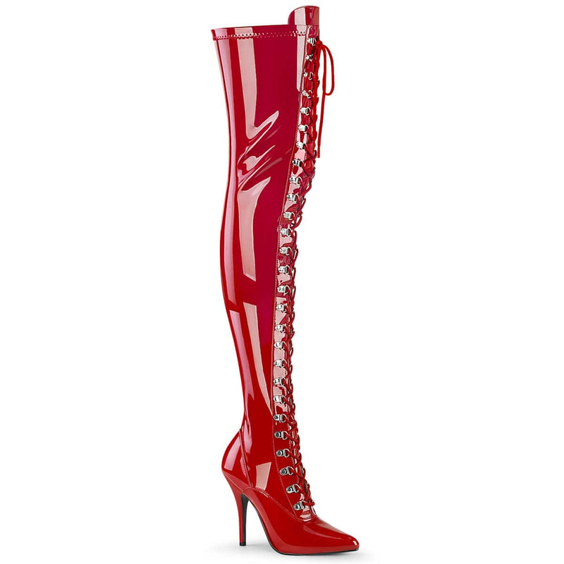 Pleaser SEDUCE-3024 Thigh High Boot (Red Patent)