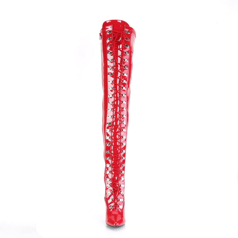 Pleaser SEDUCE-3024 Thigh High Boot (Red Patent)