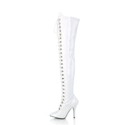 Pleaser SEDUCE-3024 Thigh High Boot (White Patent)