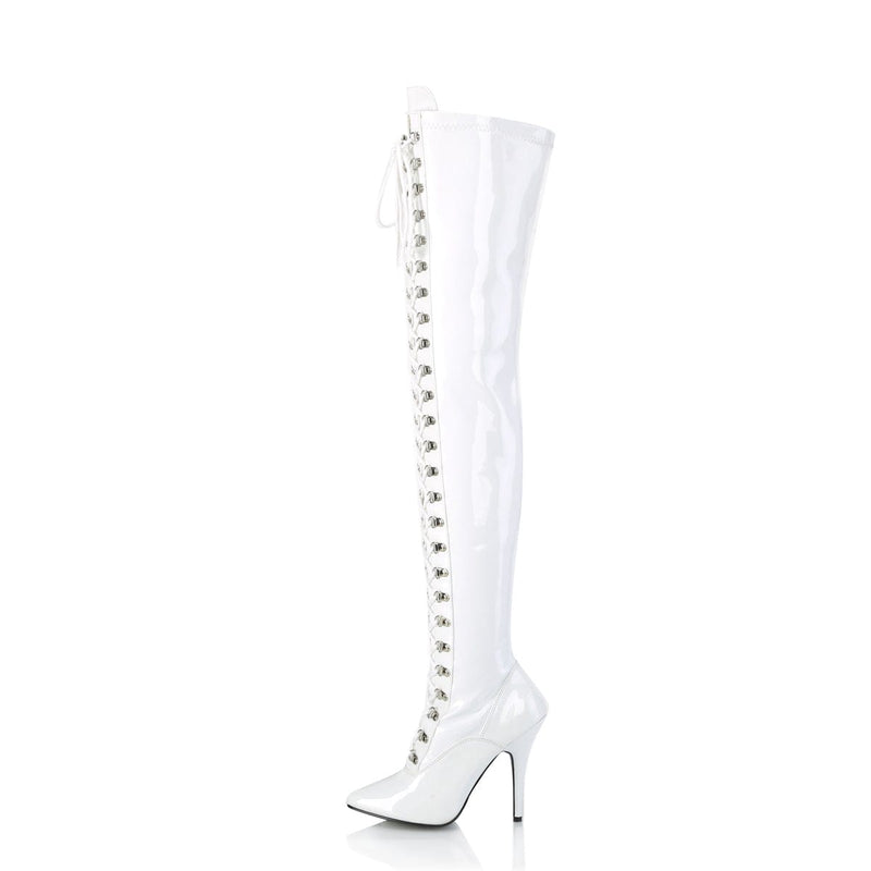 Pleaser SEDUCE-3024 Thigh High Boot (White Patent)