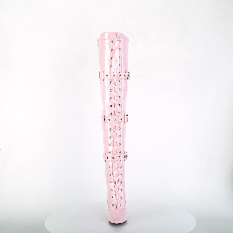 Pleaser SEDUCE-3028 Thigh High Boot (Baby Pink Stretch Patent)