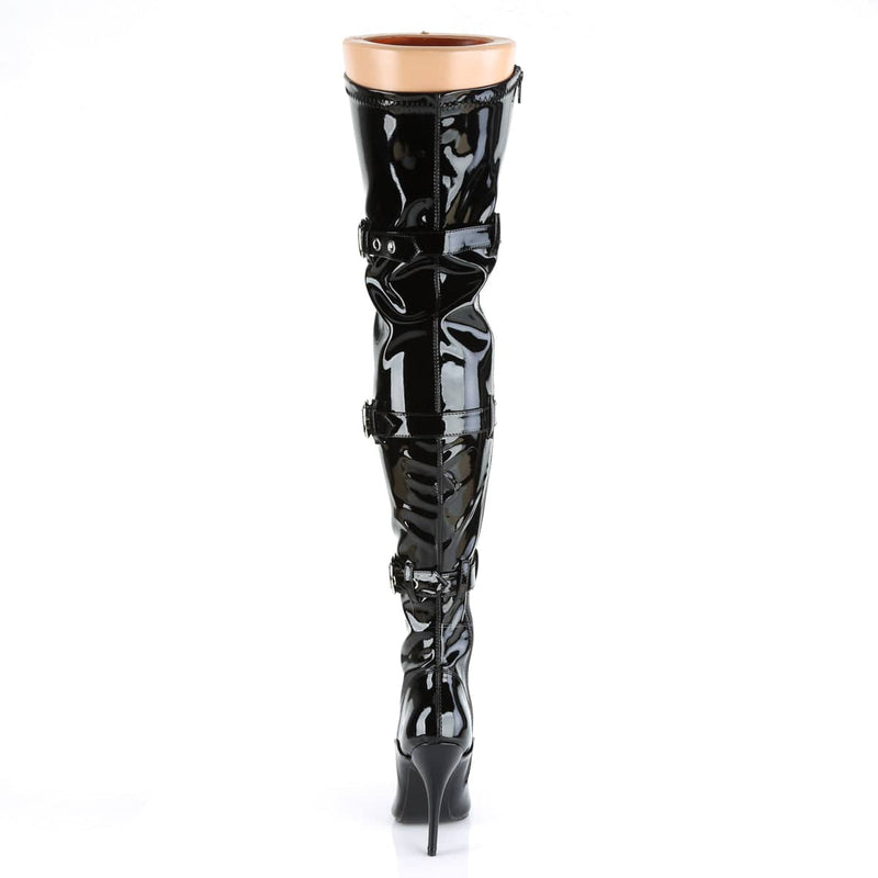 Pleaser SEDUCE-3028 Thigh High Boot (Black Stretch Patent)