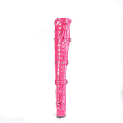 Pleaser SEDUCE-3028 Thigh High Boot (Hot Pink Stretch Patent)