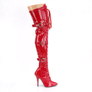 Pleaser SEDUCE-3028 Thigh High Boot (Red Stretch Patent)