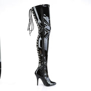 Pleaser SEDUCE-3063 Thigh High Boot (Black Stretch Patent)