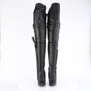 Pleaser SEDUCE-3080 Thigh High Boot (Black Stretch Faux Leather)