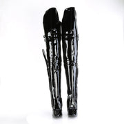 Pleaser SEDUCE-3080 Thigh High Boot (Black Stretch Patent)