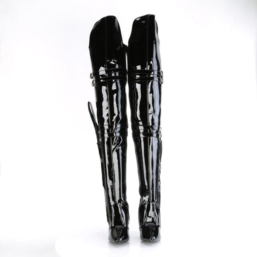 Pleaser SEDUCE-3080 Thigh High Boot (Black Stretch Patent)