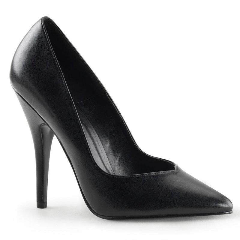 Pleaser SEDUCE-420V Pump (Black Faux Leather)