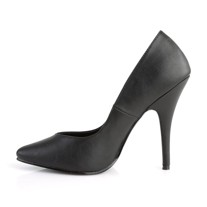 Pleaser SEDUCE-420V Pump (Black Faux Leather)
