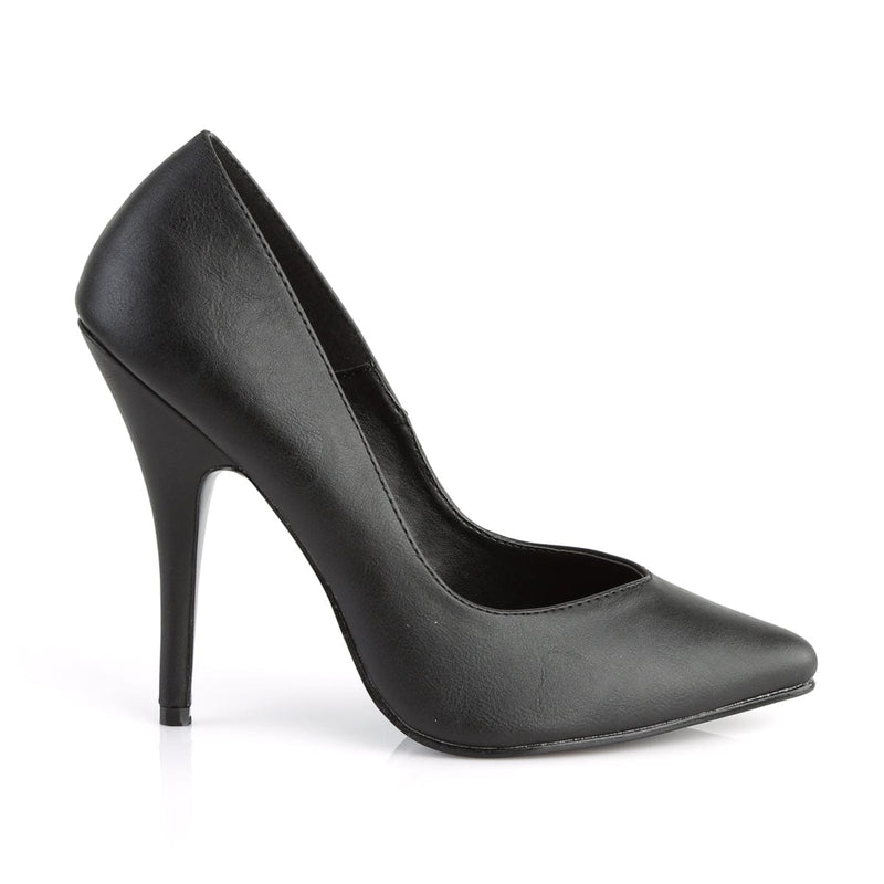 Pleaser SEDUCE-420V Pump (Black Faux Leather)
