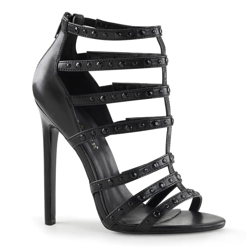 Pleaser SEXY-15 Sandal (Black Faux Leather)