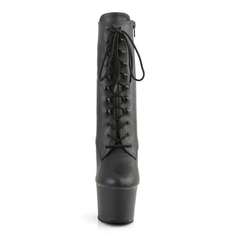 Pleaser SKY-1020 Platform Ankle Boot (Black Faux Leather/Black Matte)
