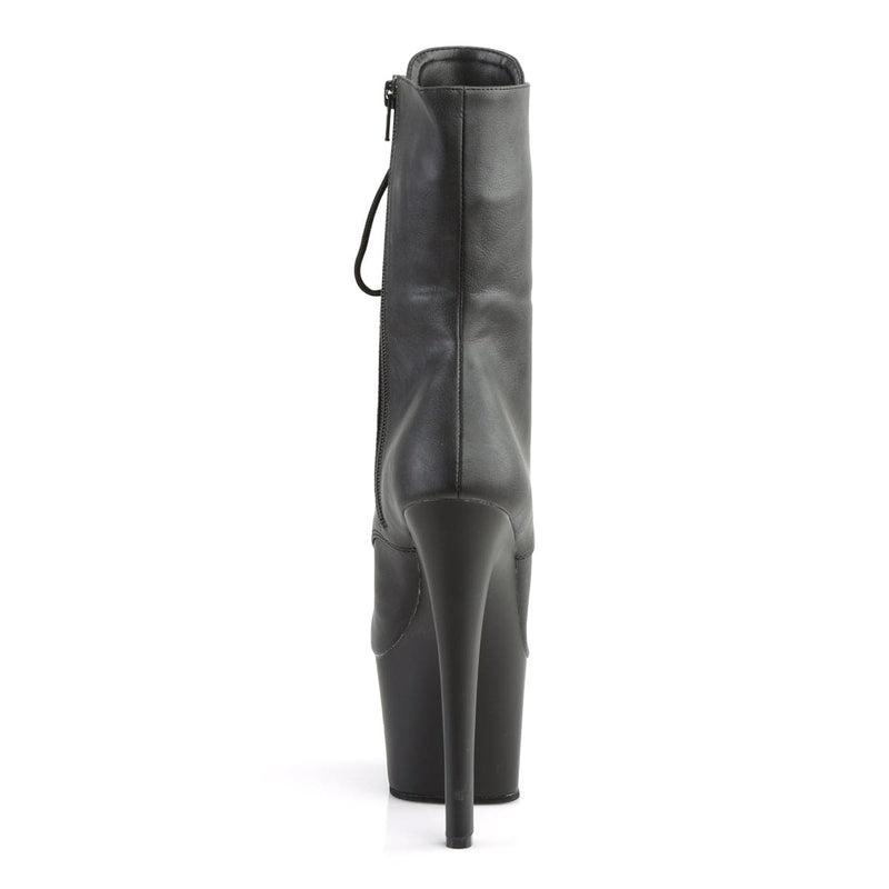 Pleaser SKY-1020 Platform Ankle Boot (Black Faux Leather/Black Matte)