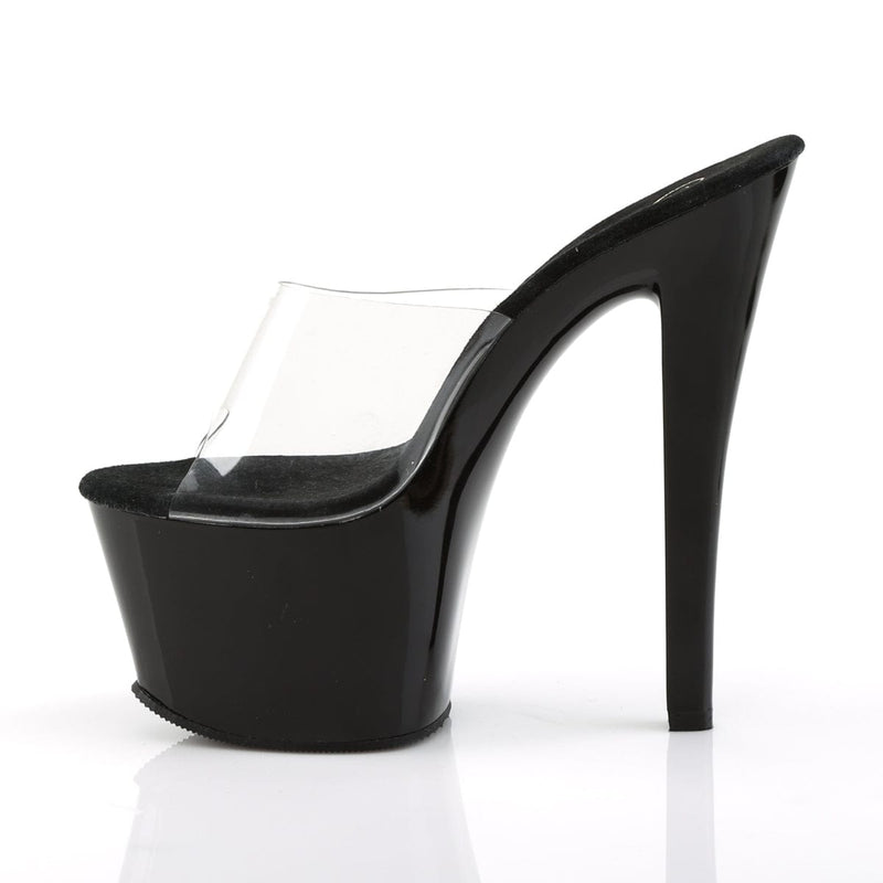 Pleaser SKY-301 Platform Sandal (Clear/Black)