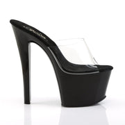 Pleaser SKY-301 Platform Sandal (Clear/Black)