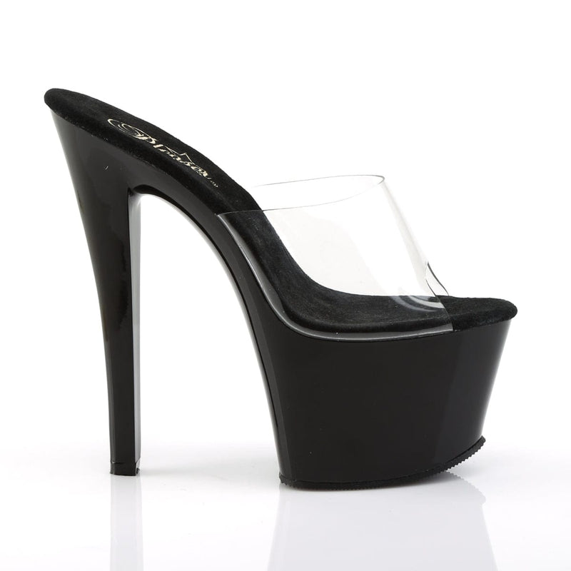Pleaser SKY-301 Platform Sandal (Clear/Black)