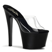 Pleaser SKY-301 Platform Sandal (Clear/Black)