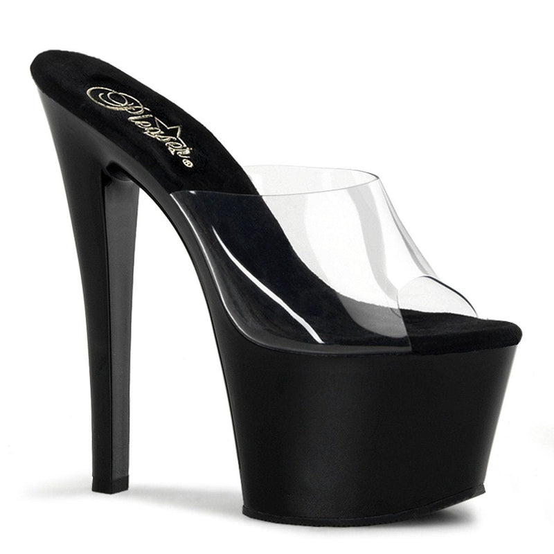 Pleaser SKY-301 Platform Sandal (Clear/Black)