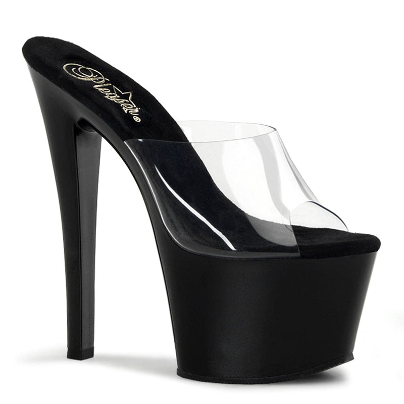 Pleaser SKY-301 Platform Sandal (Clear/Black)
