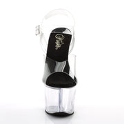 Pleaser SKY-308 Platform Sandal (Clear-Black/Clear)