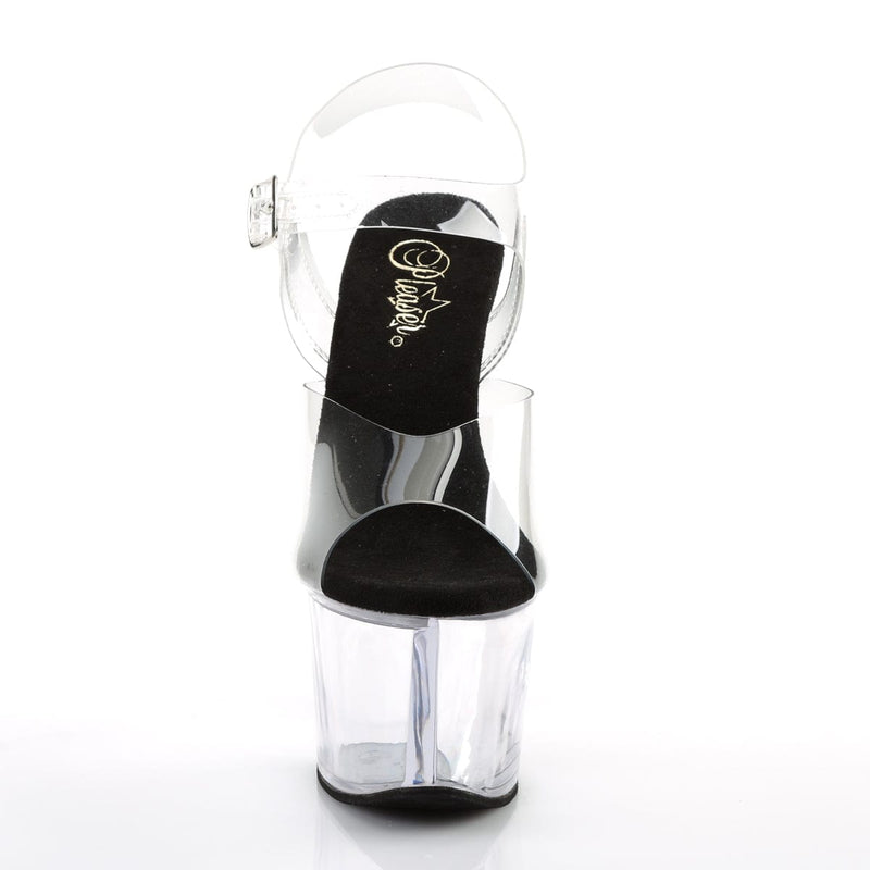 Pleaser SKY-308 Platform Sandal (Clear-Black/Clear)