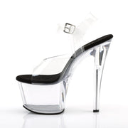 Pleaser SKY-308 Platform Sandal (Clear-Black/Clear)
