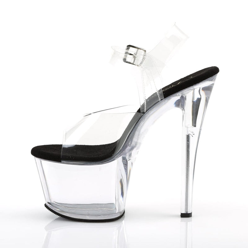 Pleaser SKY-308 Platform Sandal (Clear-Black/Clear)