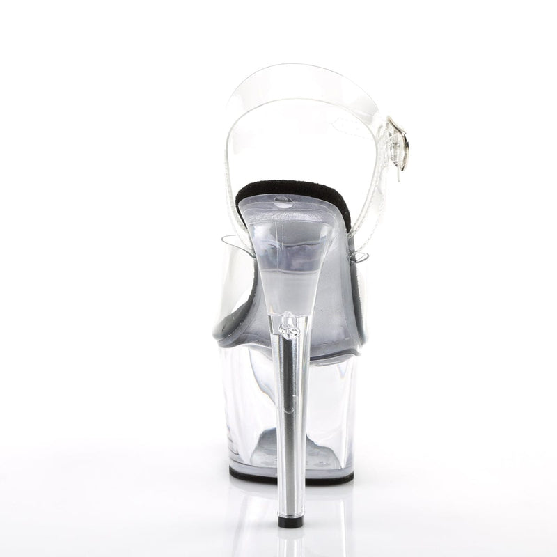 Pleaser SKY-308 Platform Sandal (Clear-Black/Clear)