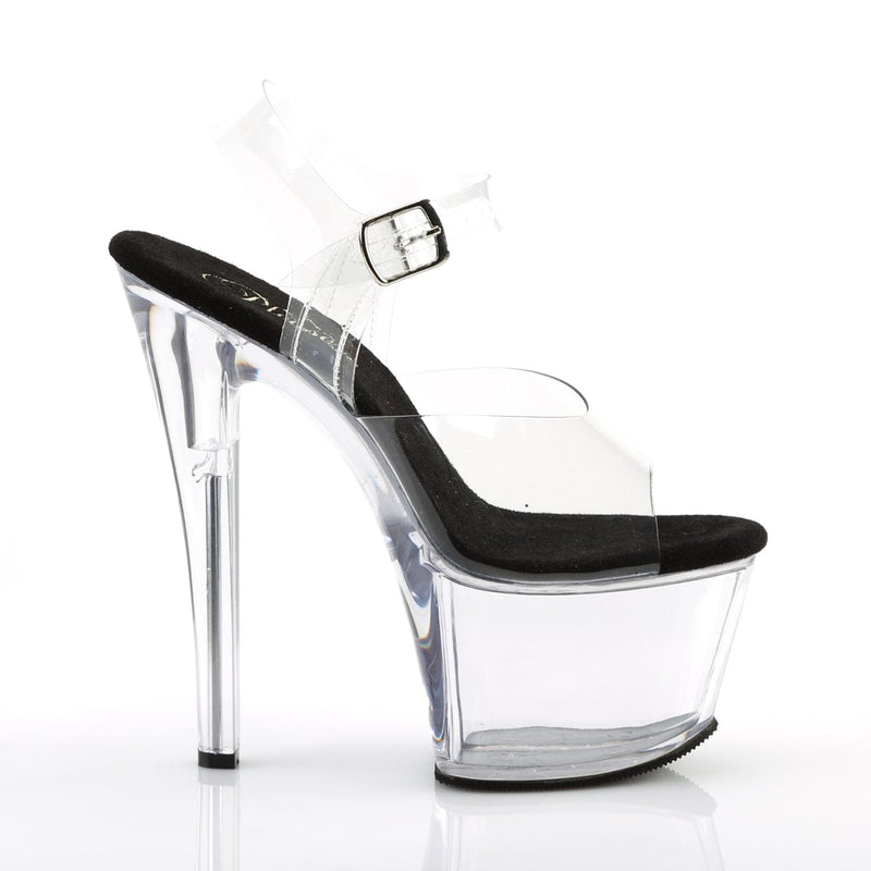 Pleaser SKY-308 Platform Sandal (Clear-Black/Clear)