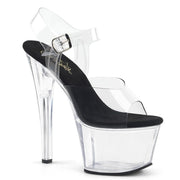 Pleaser SKY-308 Platform Sandal (Clear-Black/Clear)