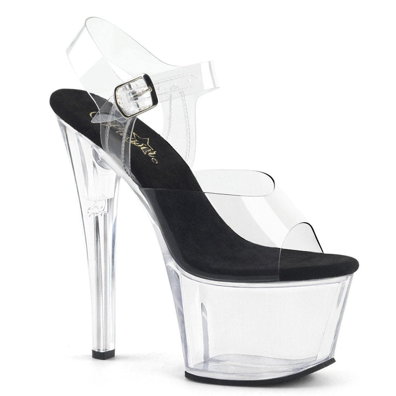 Pleaser SKY-308 Platform Sandal (Clear-Black/Clear)
